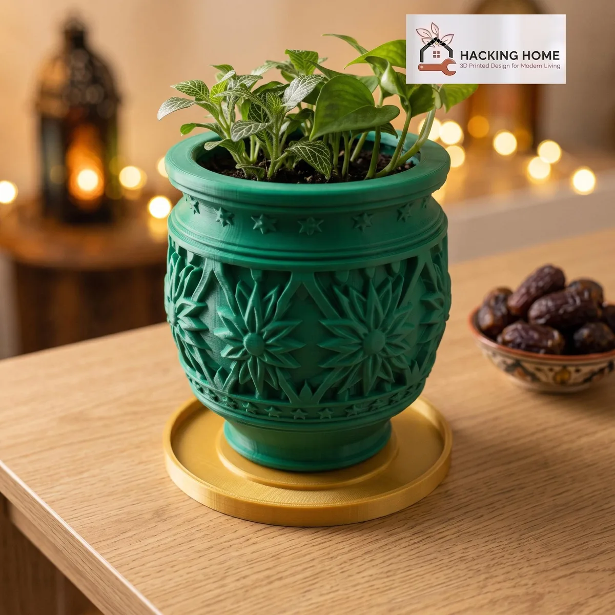 Carved Star Planter with Saucer
