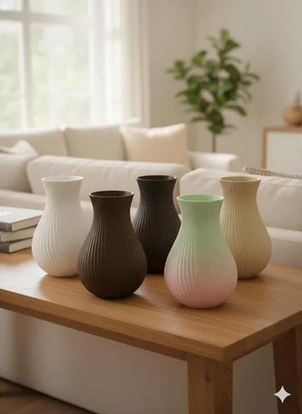 Elegant Ribbed Vase photo 2